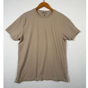 Porter & Ash Mens Performance Tee Tan Beige Cotton Stretch Crewneck Shirt Size L